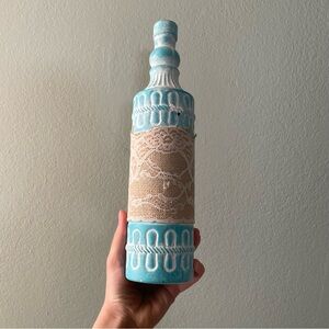Upcycled Shabby Chic Turquoise Bottle